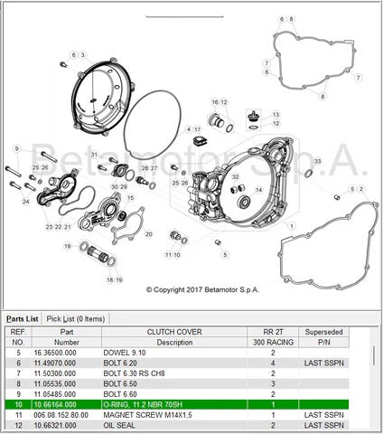 BETA OEM - O RING - 11X2 - DRAIN BOLT 2T RR
