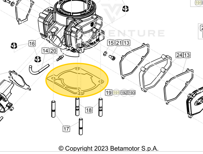 BETA OEM CYLINDER BASE GASKET 0 40MM REPLACES 026.11.021.00.00