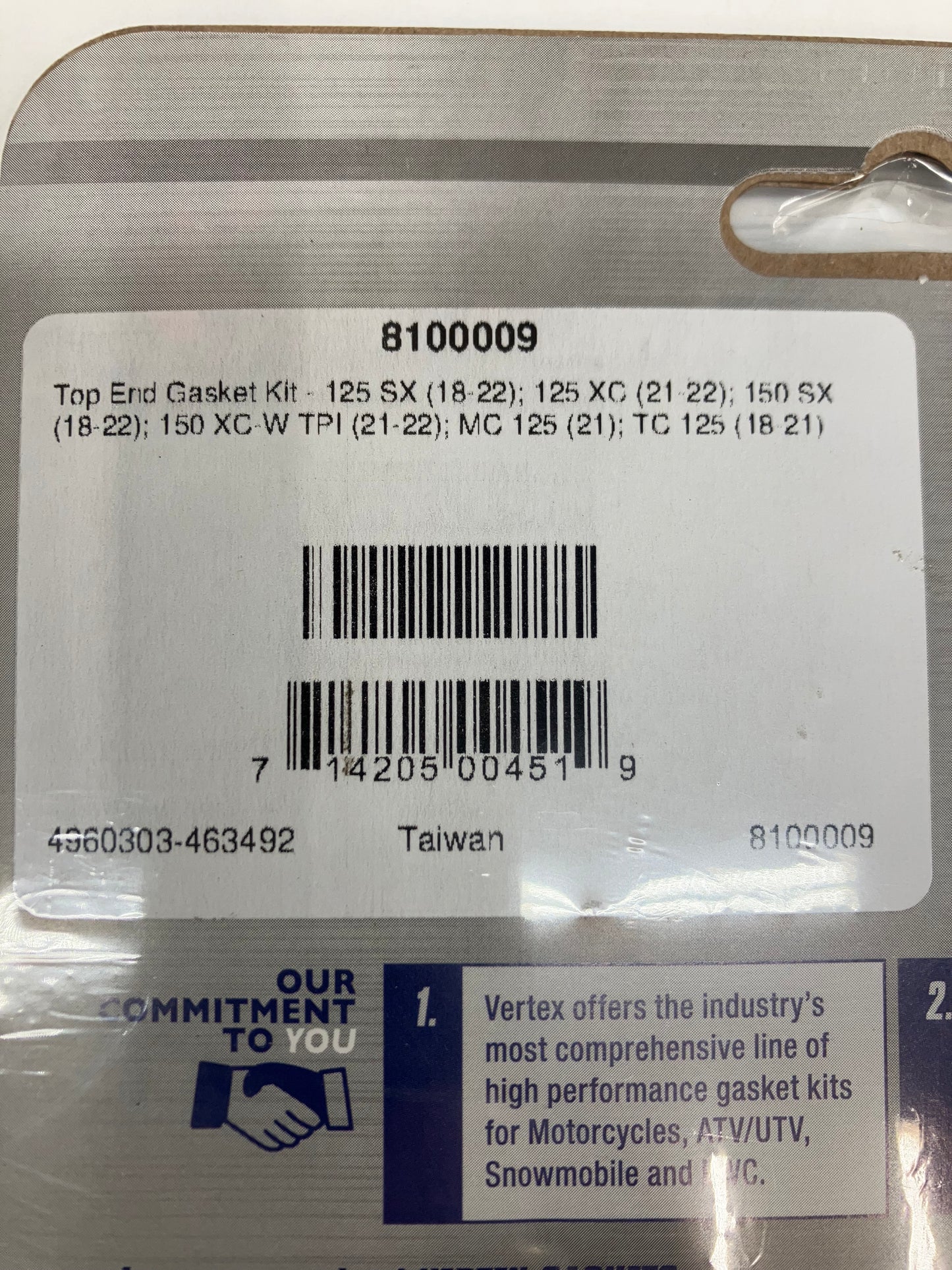 VERTEX TOP END GASKET  KIT 8100009 KTM/HSQ 125 18-CURRENT