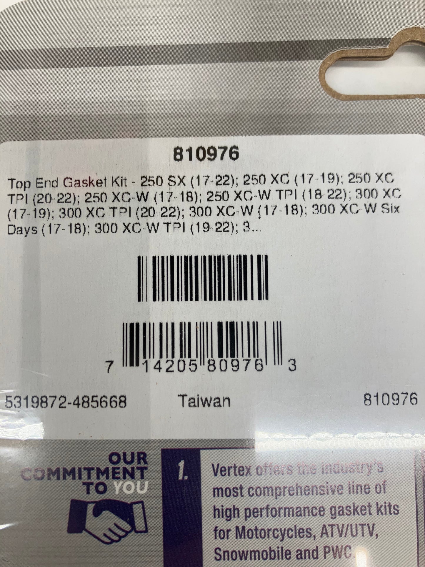 VERTEX TOP END GASKET  KIT 810976 KTM/HSQ/GG 250-300 cc '17-22