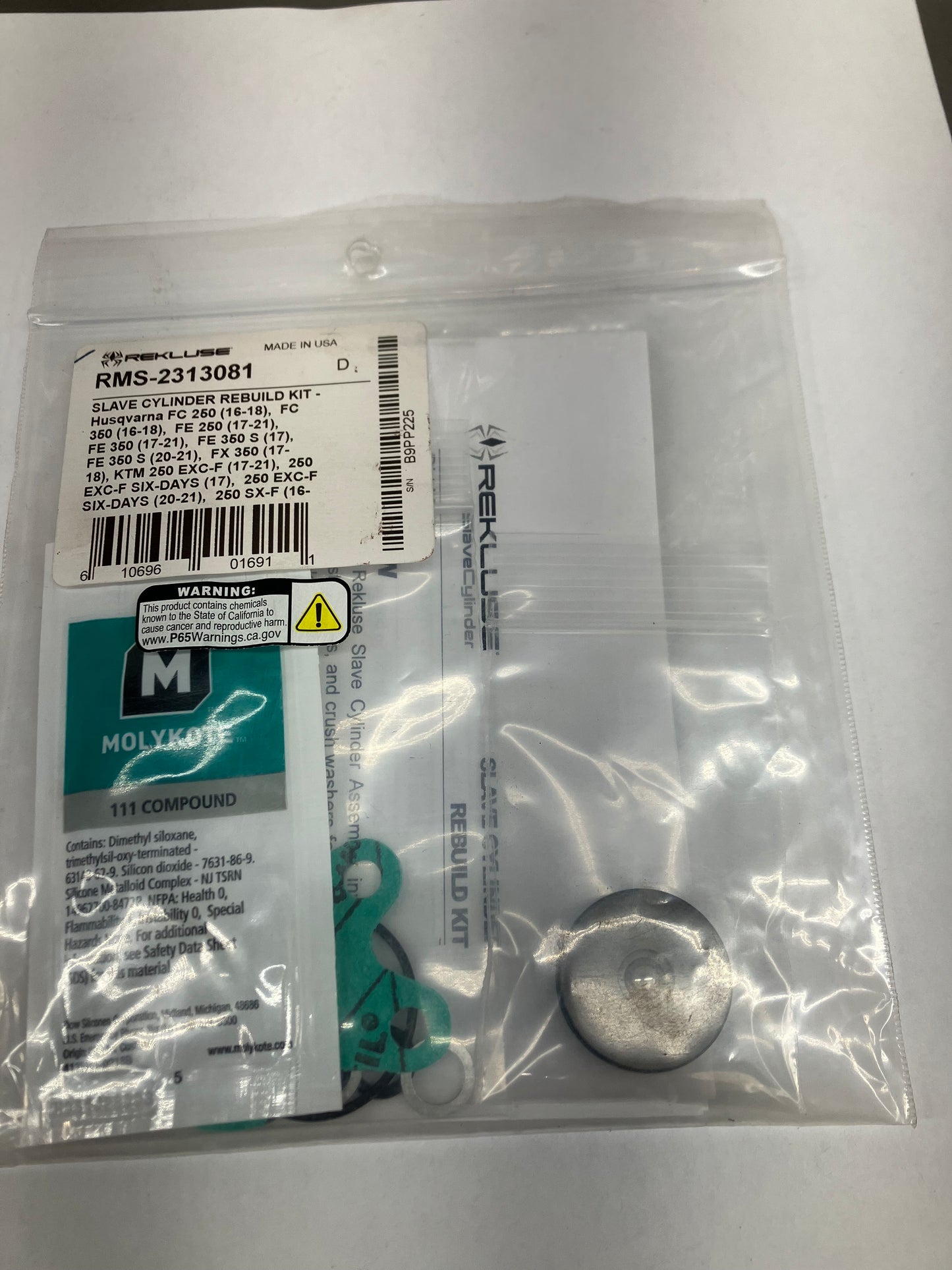 REKLUSE SLAVE CYLINDER REBUILD KIT RMS-2313081 KTM/HSQ/