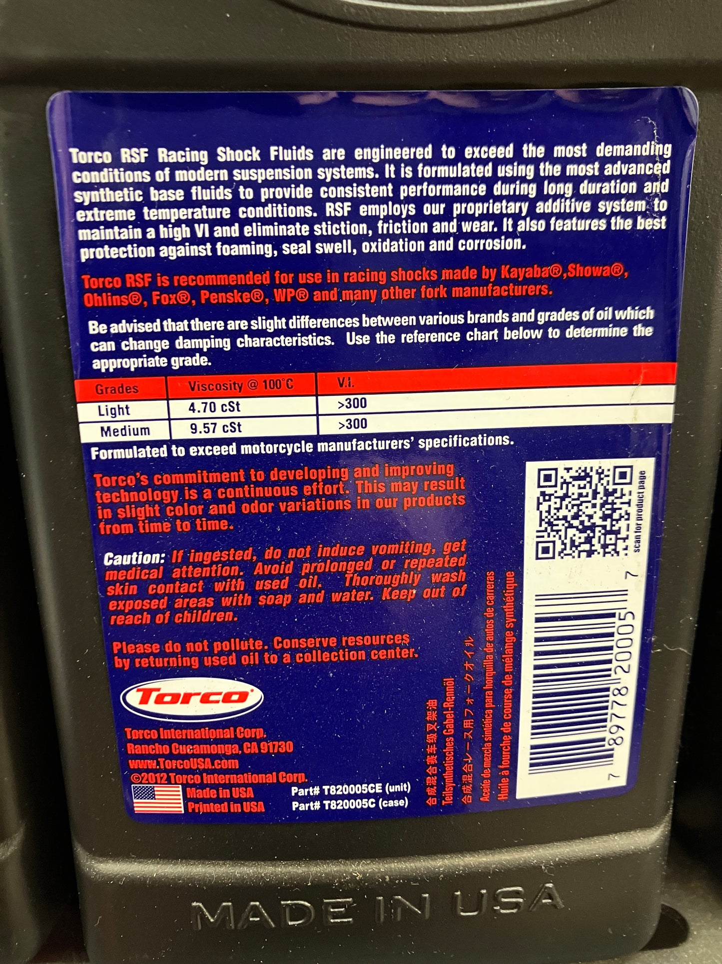 TORCO RACING SHOCK FLUID LIGHT SYNTHETIC