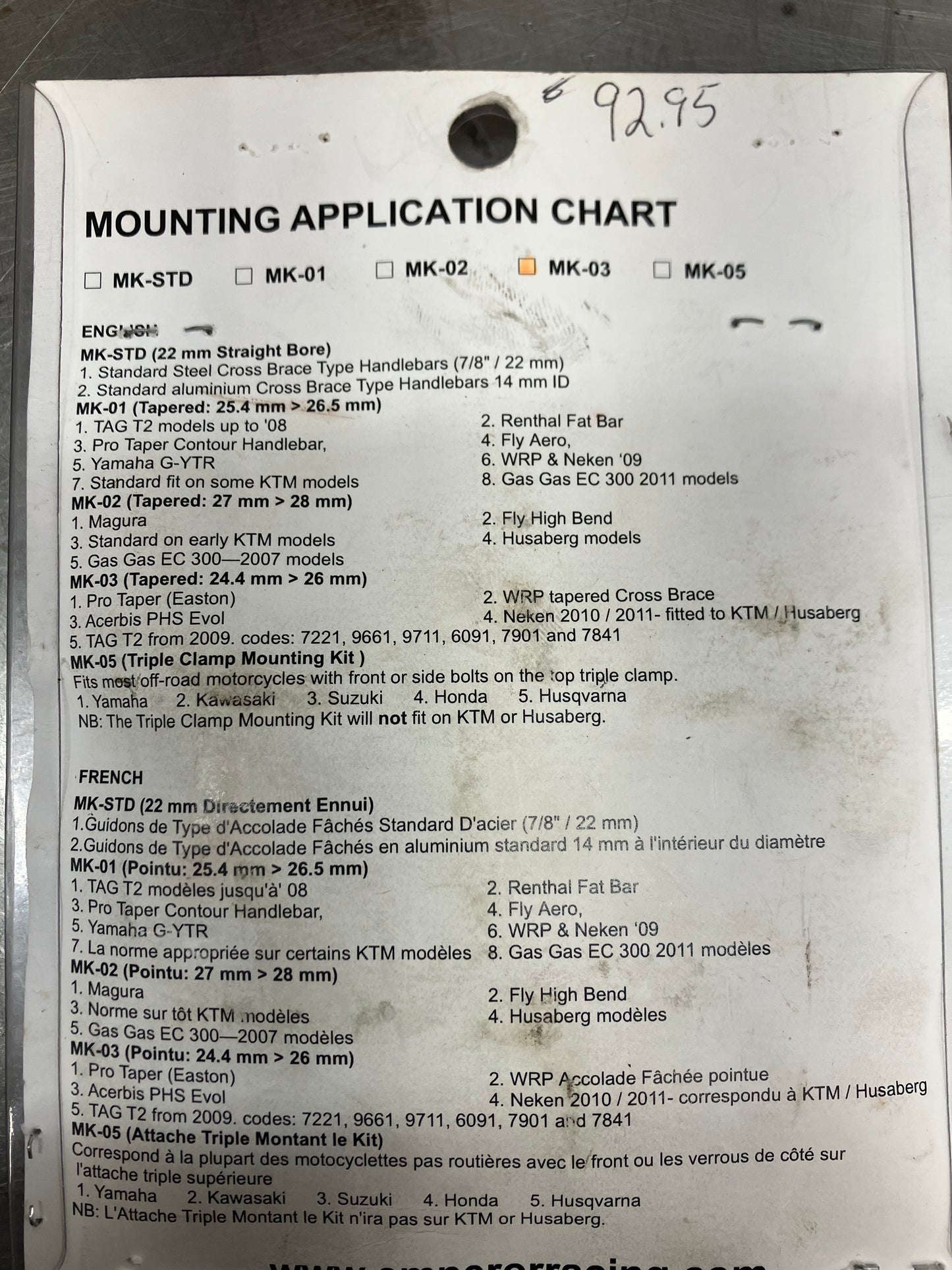 EMPEROR RACING MK-03 HANDGUARD MOUNTING KIT