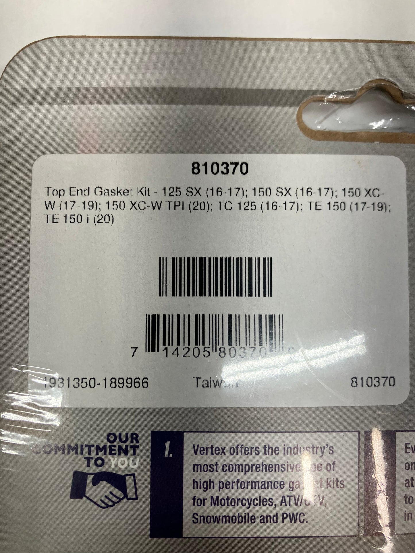 VERTEX TOP END GASKET  KIT 810370  KTM/HSQ 125/150 cc '16-22