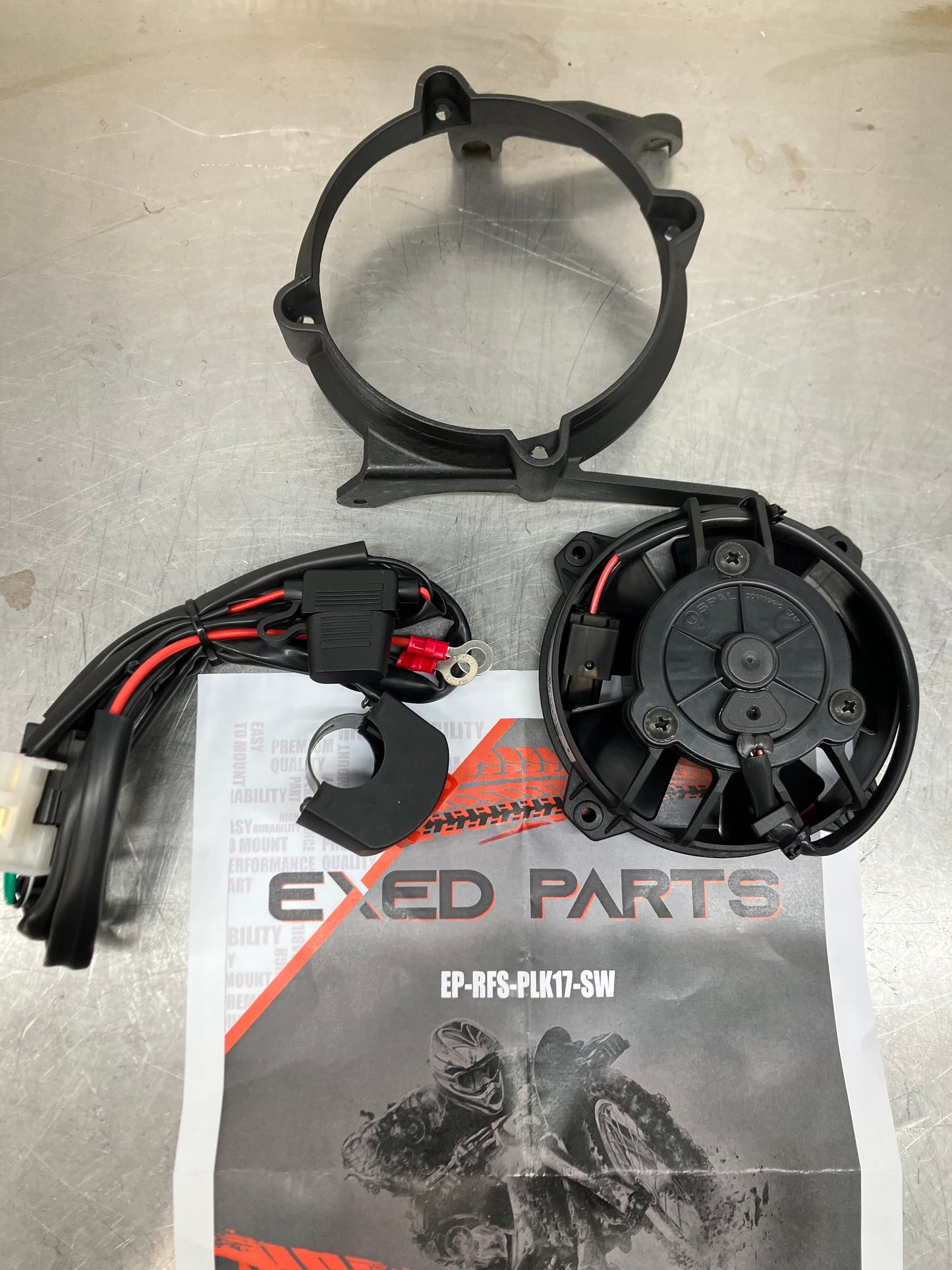 EXTREME PARTS Original SPAL Radiator Cooling Fan and Mounting Kit for KTM and HUSQVARNA, with ON/OFF switch, Dirt Bike Models from 2017 to 2023