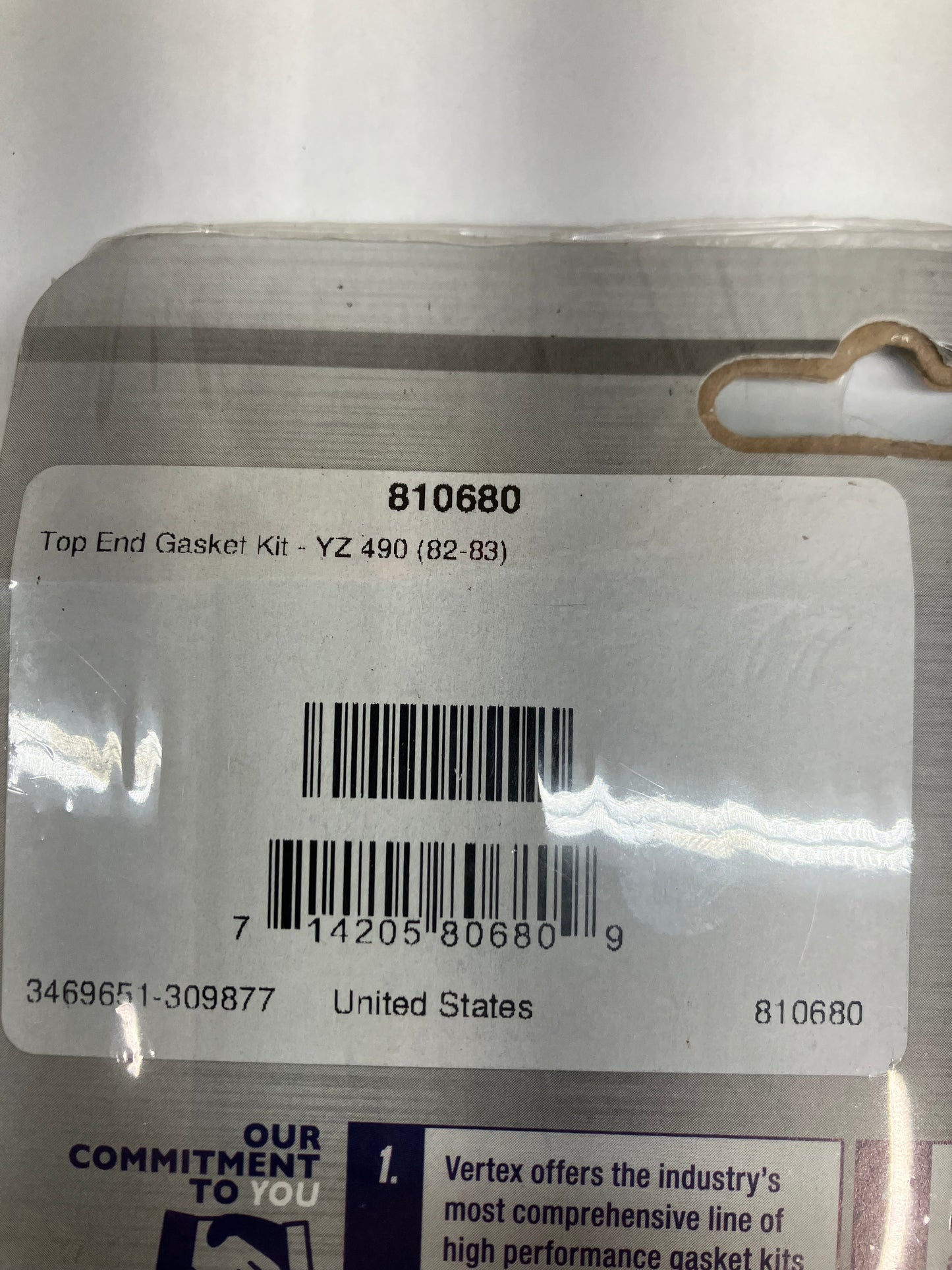 VERTEX TOP END GASKET  KIT 810680 YAMAHA YZ490 '82-83