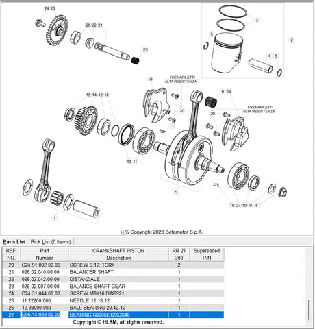 BETA OEM LEFT SIDE CRANK  BEARING NJ206ET2XCS46 2020+250 300 2T (IGNITION SIDE) PART #C06.14.023.00.00