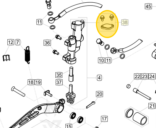 BETA OEM KIT REAR BRAKE MASTER CYLINDER CAP/HARDWARE ADN DIAPHRAM 25.91178
