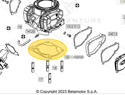 BETA OEM CYLINDER BASE GASKET 0 40MM REPLACES 026.11.021.00.00