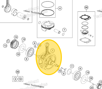 KTM OEM KTM / Husqvarna Crankshaft Complete - 79430018200