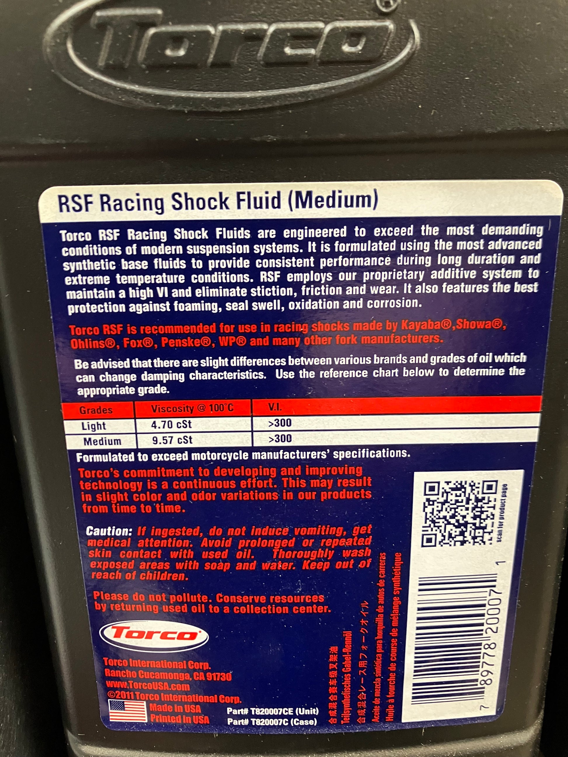 TORCO RACING SHOCK FLUID MEDIUM SYNTHETIC – Triplescycleworks